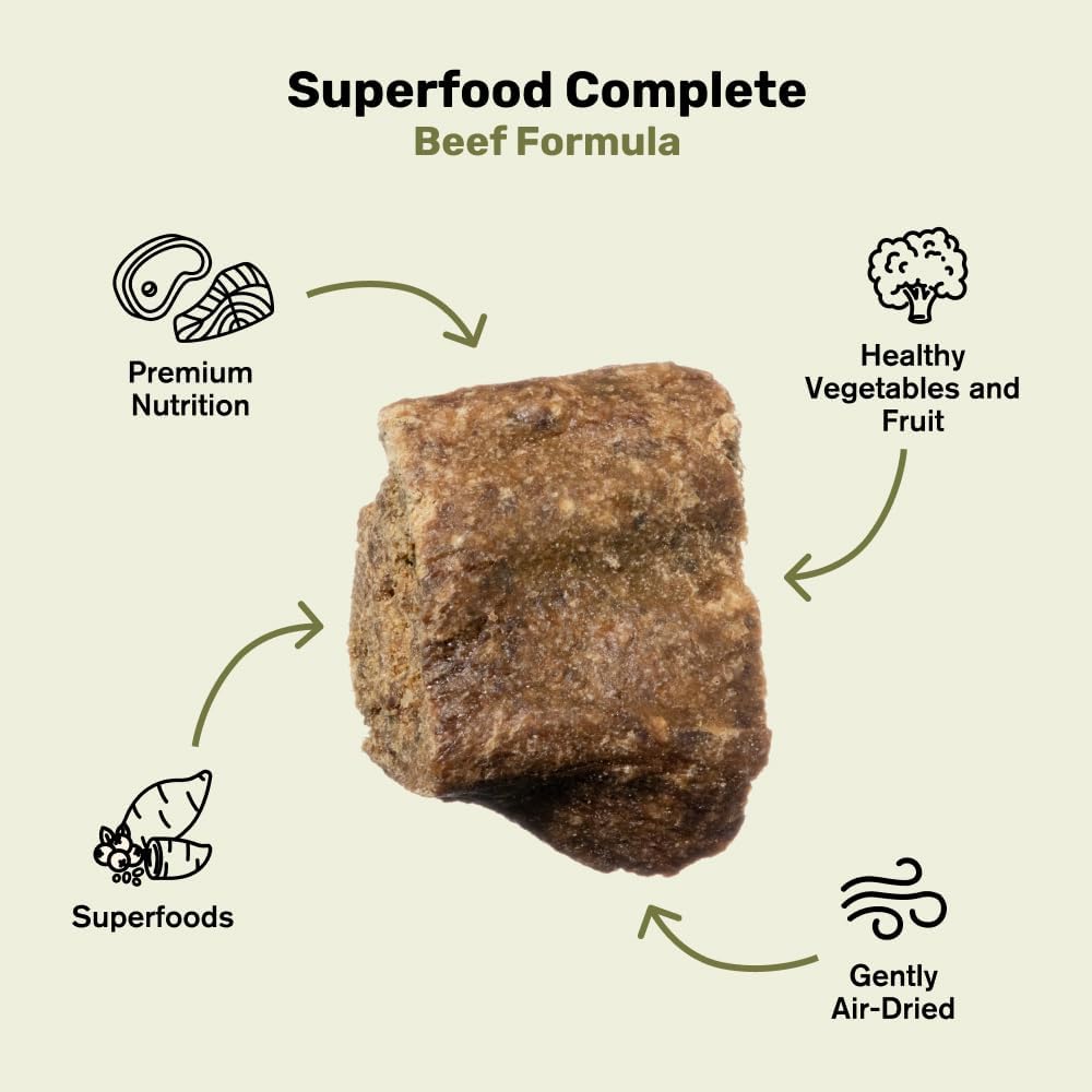 BADLANDS RANCH by Katherine Heigl- Superfood Complete, Air-Dried Adult Dog Food - High Protein, Zero Fillers, Superfood Nutrition (24 Ounce (Pack of 4), Beef)