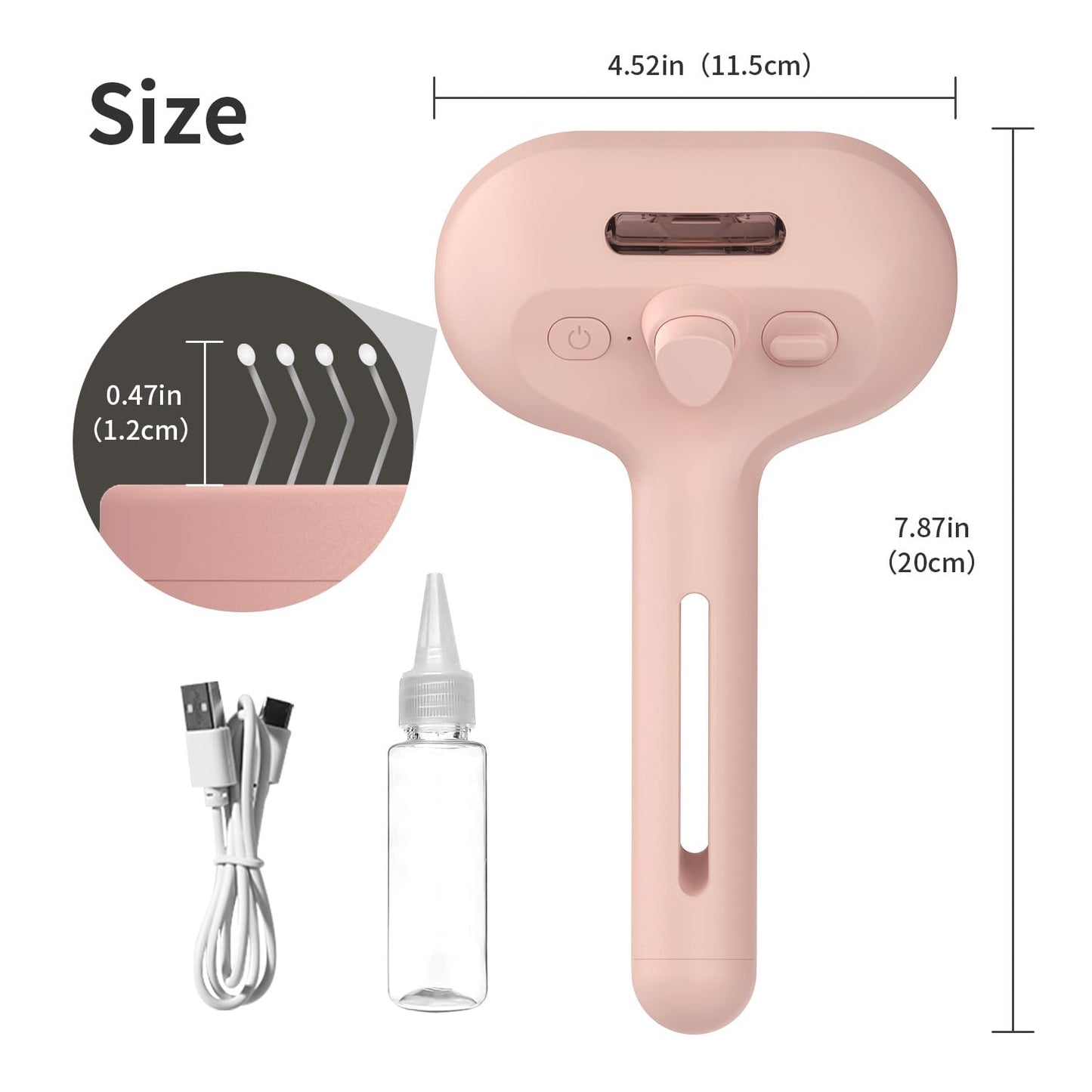 3-in-1 Self-Cleaning Steam Brush - Anti-Static, for Grooming Long & Short Pet Hair, Reduces Shedding, Pink