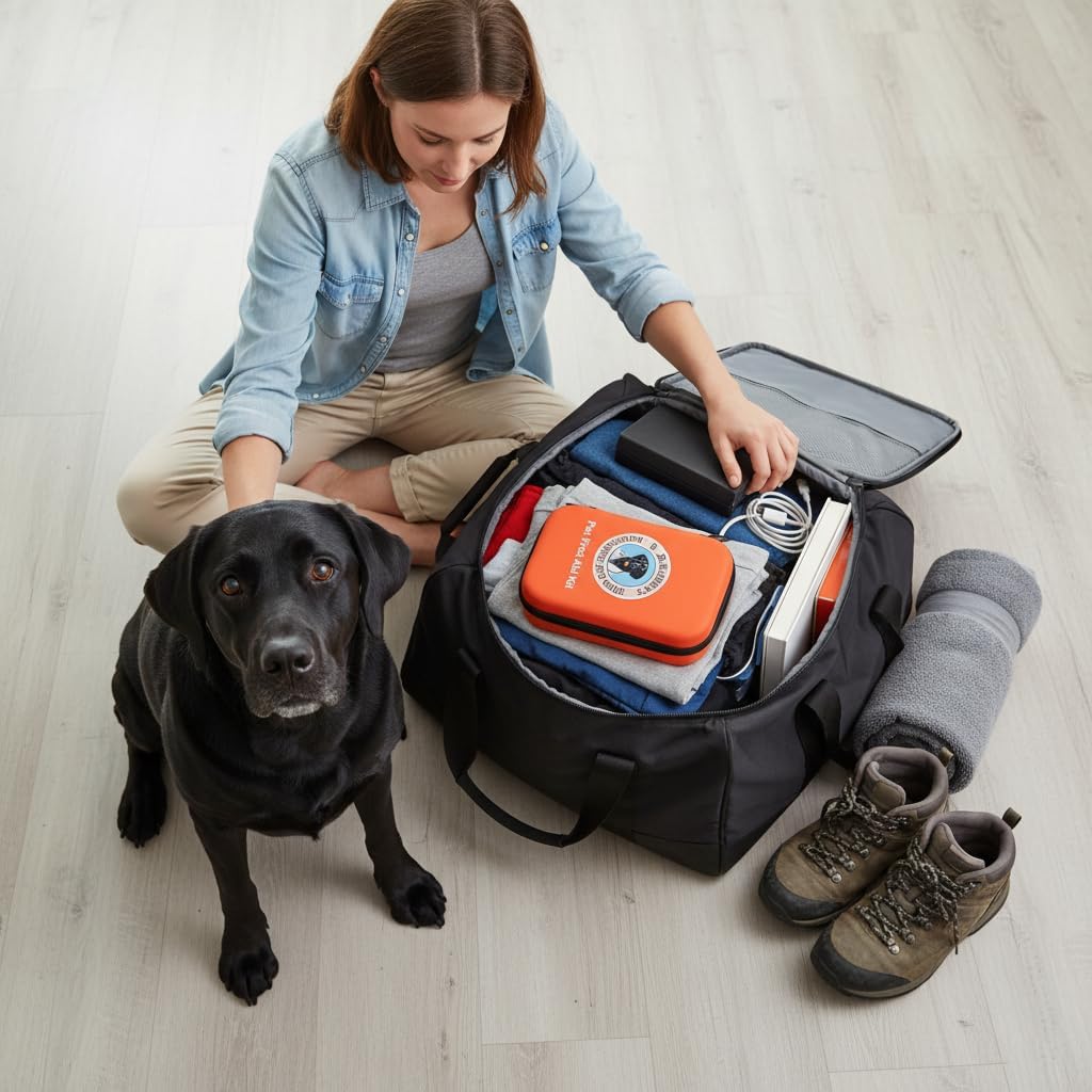 Dr Brahmsy’s Pet First Aid Kit for Dogs and Cats - Vet-Approved Essential Survival and Emergency Supplies for Home, Travel, Camping, Hiking - Packed in a Portable Waterproof Pouch - 45-Piece Set