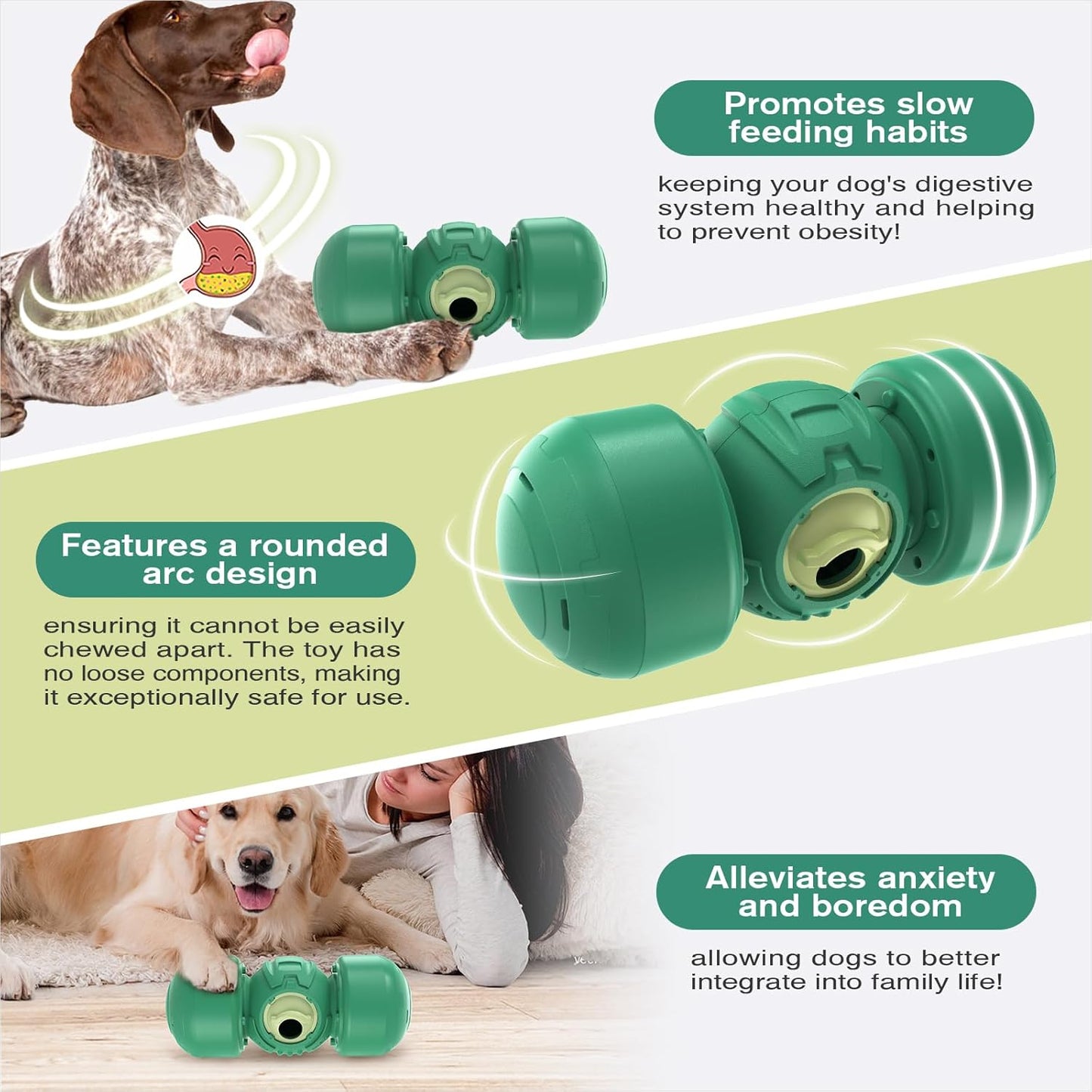 KADTC Dog Treat Dispener Toys Rolling Giggling Indestructible Puzzle Feeder Toy Adjustable Food Dispensing Speed for Medium/Large Aggressive Chewers Breed