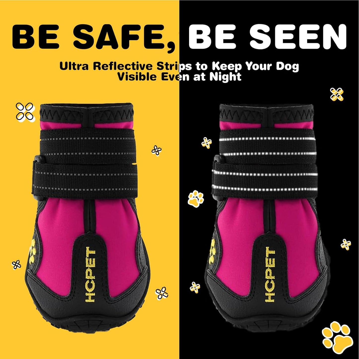 Hcpet Dog Shoes, Dog Boots for Large Dogs, Waterproof Dog Booties Paw Protector for Summer Hot Pavement, Winter Snowy Day, Outdoor Walking, Indoor Hardfloors Anti Slip Sole Pink Size 7