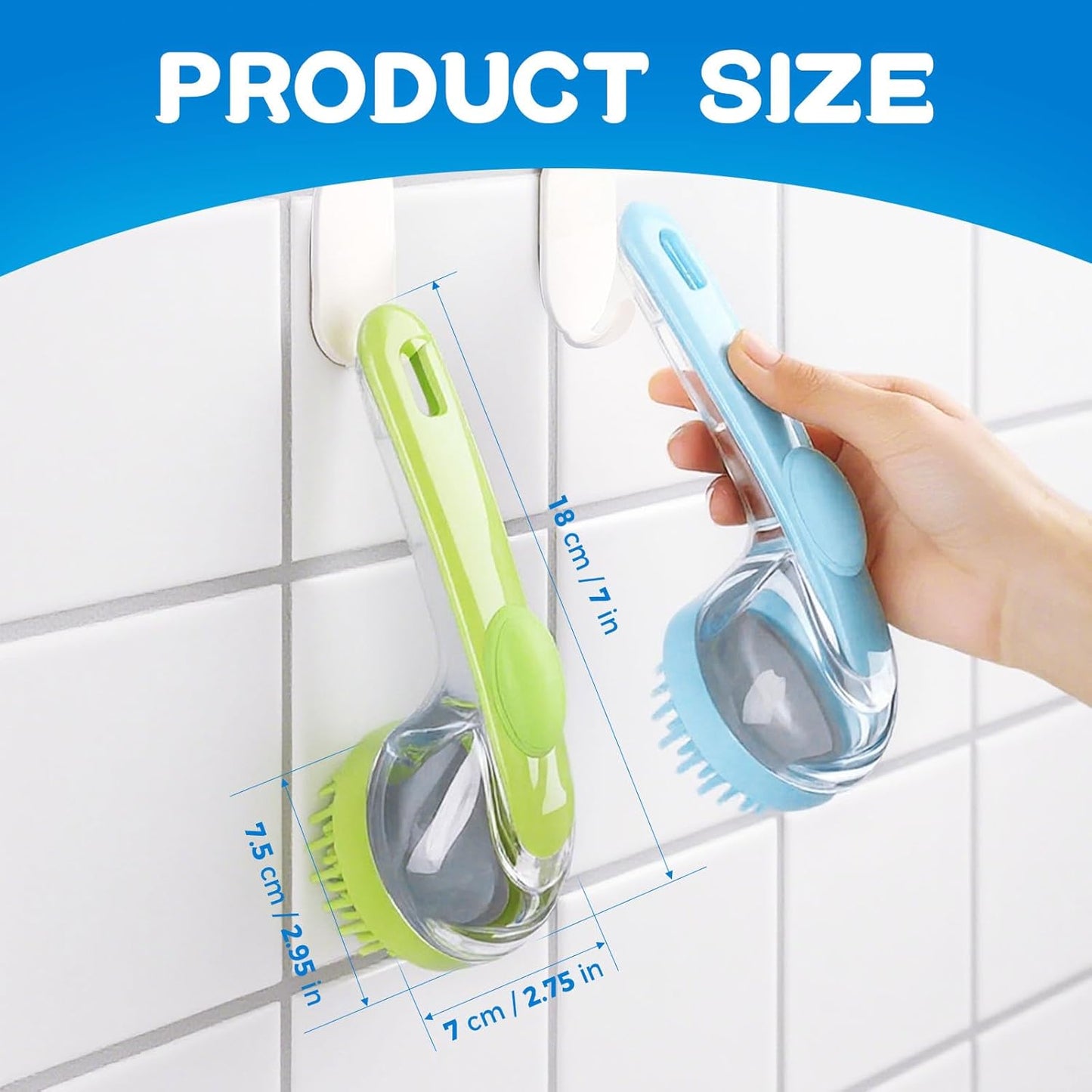 Dog Bath Brush, Silicone Pet Bath Brush with Soap Dispenser,Deep Cleansing & Gentle Massage for Dogs & Cats, Suitable for Long & Short Hair, Easy Grip, Bathing & Grooming(Blue)