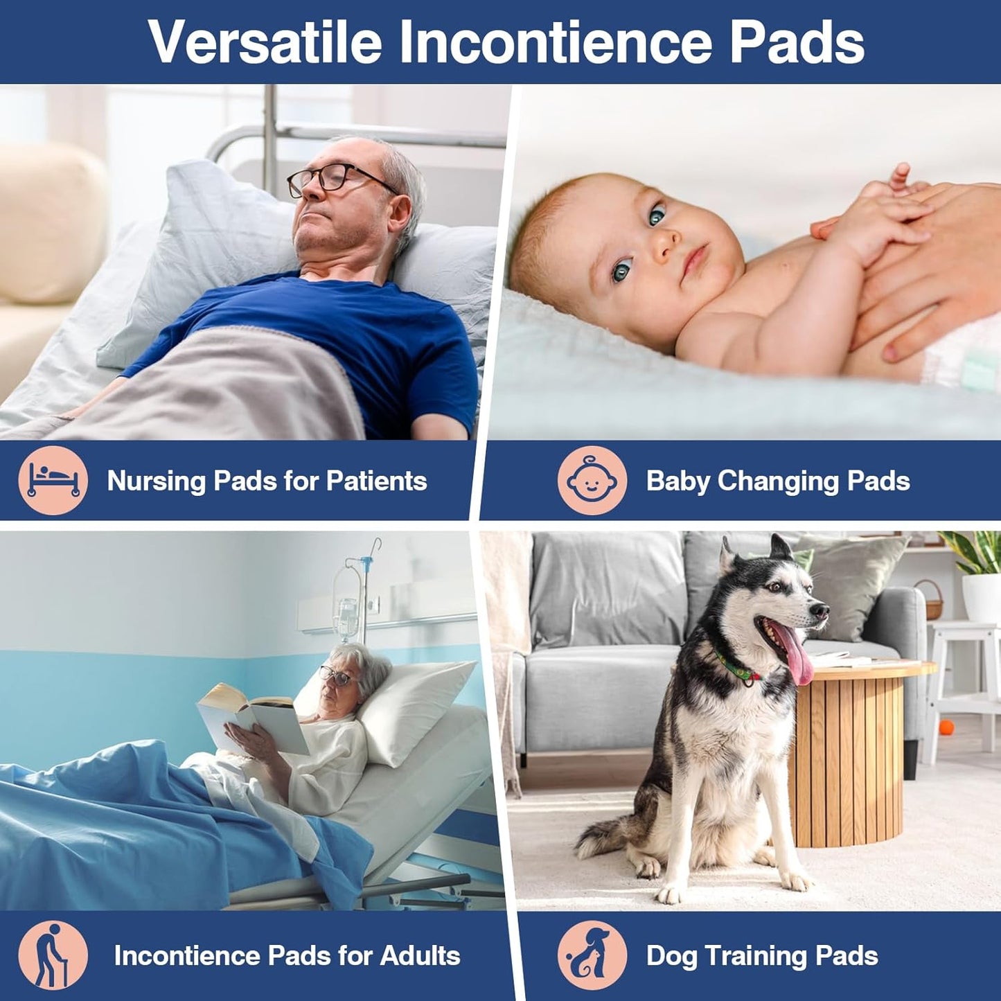 MKISS Extra Large Bed Pads 40" x 36"(100 Count), Disposable Super Absorbent Heavy Duty Incontinence Underpads, Thicken Chucks Pads for Adults, Children, Babies, Elderly and Pets