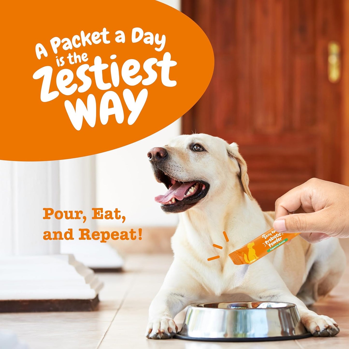 Zesty Paws Probiotics for Dogs - Powder Meal Topper for Digestive, Immune System Support - Premium DE111 Dog Probiotics for Digestive Health - Inulin Fiber & Yeast Extract - Pumpkin Flavor - 30 Ct