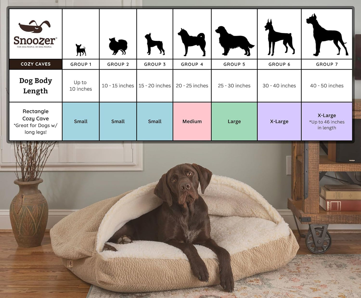 Snoozer Pet Products Luxury Rectangle Cozy Cave Dog Bed with Microsuede, Small, Anthracite