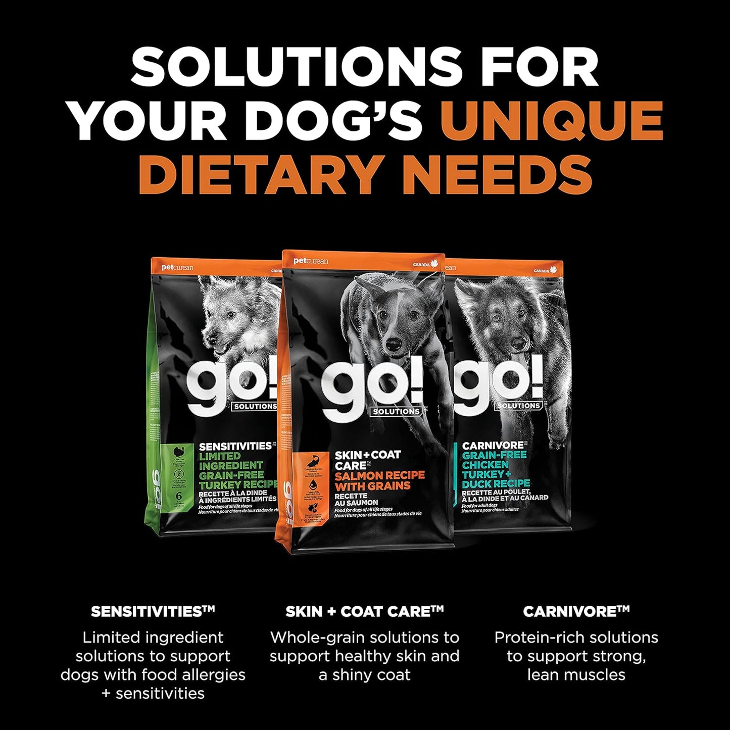 Go! Solutions Skin + Coat Care, Dry Dog Food, Salmon Recipe with Grains, 3.5 lb Bag