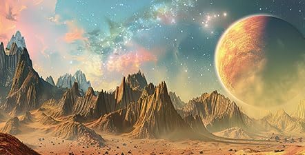 Cosmic Aquarium Background,Cool Galaxy Parallel Space Themed Fish Tank Background, Tropical Desert Terrarium Background 48X20IN with 8 EVA Double-Sided Tape