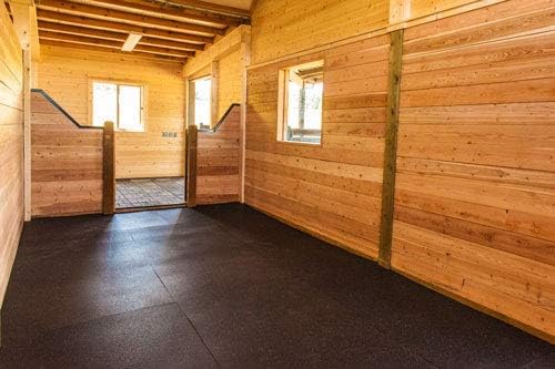 American Floor Mats - Heavy Duty Stall Tiles - Stable/Horse Tiles - Thick, Durable Rubber Flooring Solid Black 6 Center Tiles 3/4" Thick Expansion Set