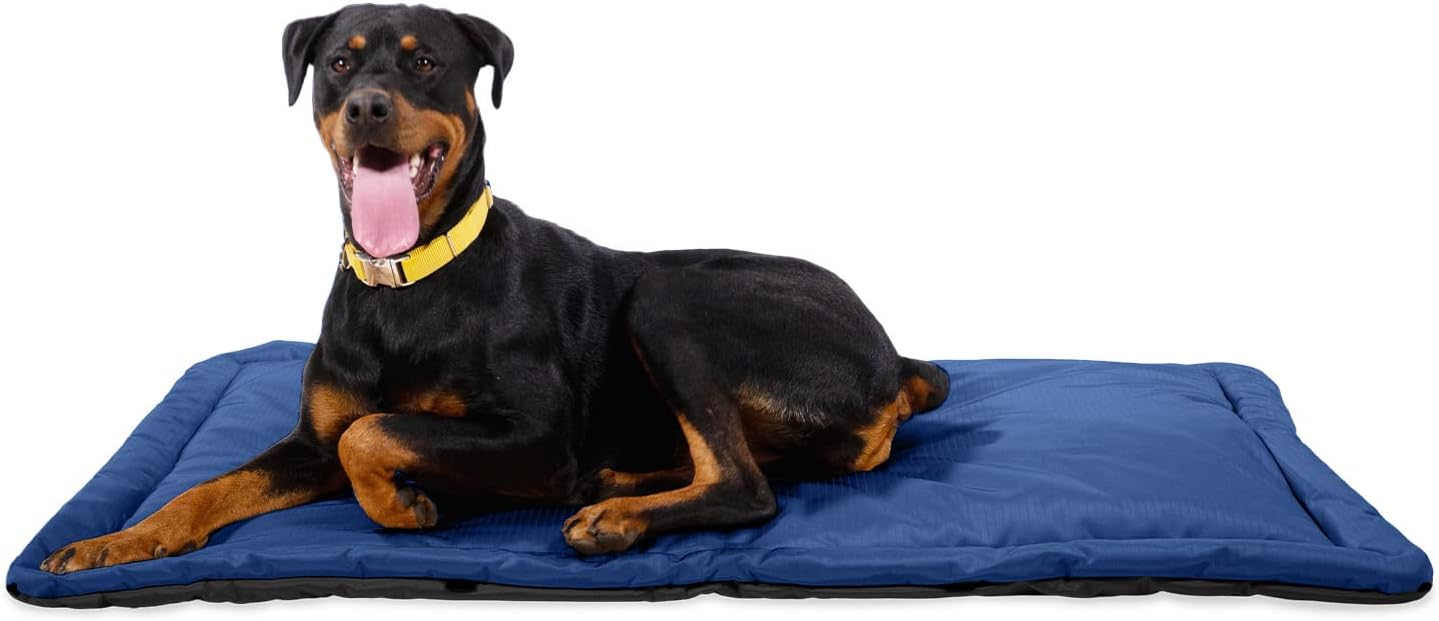 K9 Ballistics Tough Ripstop Dog Crate Pad - Durable & Machine Washable with Non-Skid Bottom and 120-Day Warranty, Fits 48" Wire Crates - X-Large, Blue Quartz