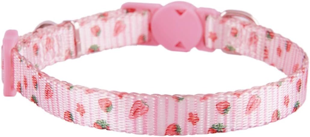 2 Pack Floral Cat Collars Breakaway Kitten Collar with Bell Adjustable Cute Kitty Collar for Female Cats Pink Purple