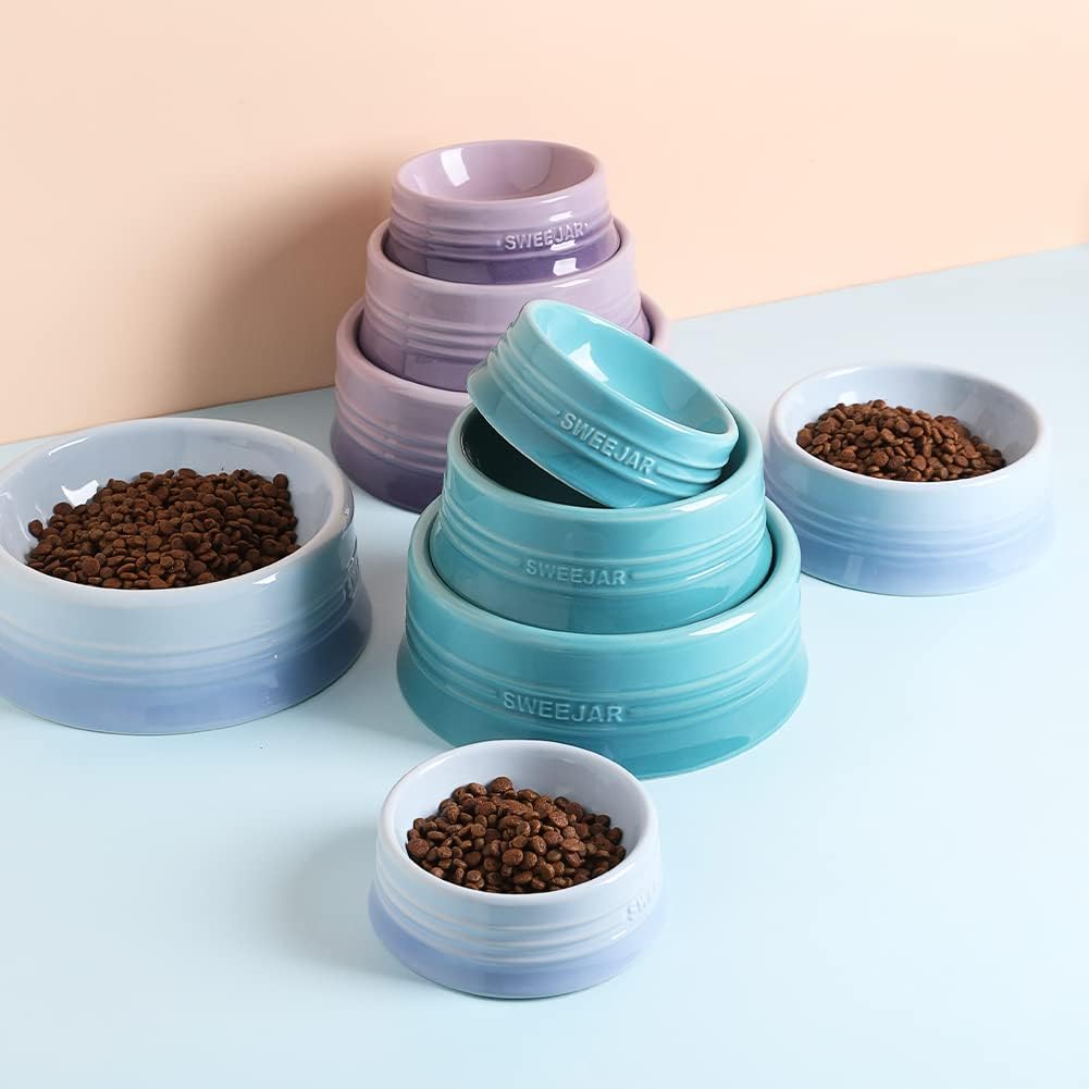 Sweejar Gradient Dog Bowl, Ceramic Dog Food Dish for Large Dogs and Large Cat, Porcelain Pet Bowl for Food and Water 32 oz (Gradient Purple)