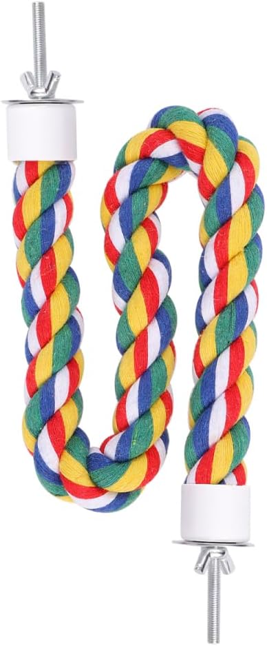 Bird Rope Perch, Colorful Parrot Cotton Rope Bird Perch Stand Climbing Toys Pet Parrot Chewing Toy for Parrots Cockatiels Parakeets Budgie Cages