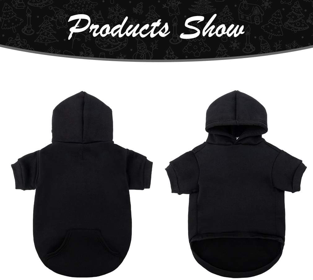 KOOLTAIL Basic Dog Hoodie - Soft and Warm Dog Hoodie Sweater with Leash Hole and Pocket, Dog Winter Coat, Cold Weather Clothes Sweatshirt for Small Medium Large Dogs Puppy Cat Boys Girls Black M