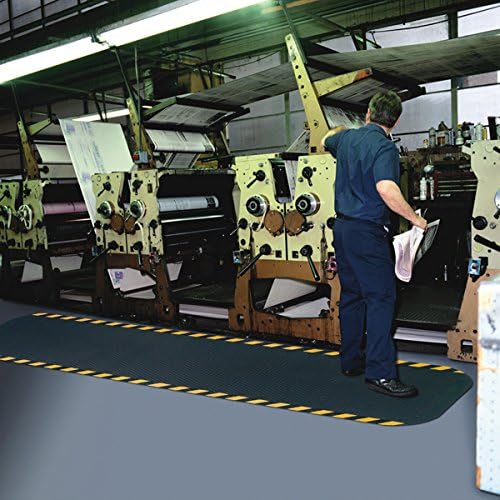 American Floor Mats Hog Heaven Premium 7/8" Black & Yellow Border 5' x 12' Nitrile Backed Anti-Fatigue Comfort Mat