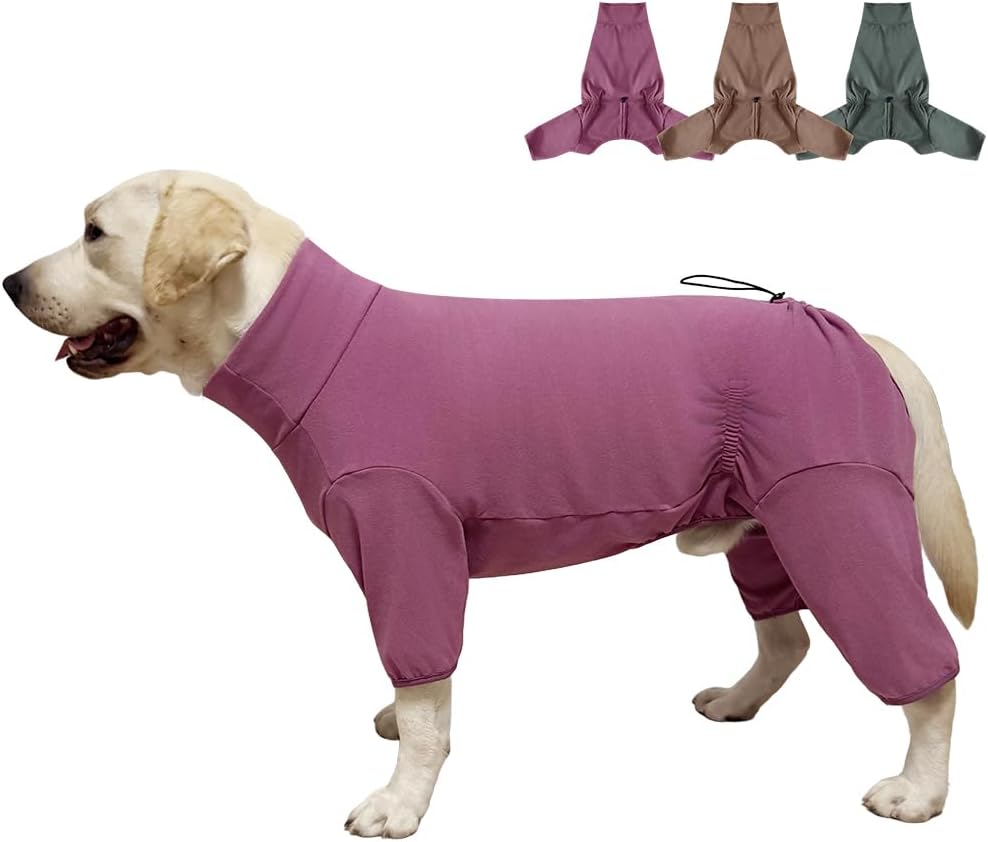 Dog Pyjamas PJS Sweater Clothes and Home Clothing Suitable for Medium to Large Breeds of Dogs, Dog Neutering Suits, Extra-Large Stretch Fabric, Four-Legged Clothes(Thickened Red, 3XL)