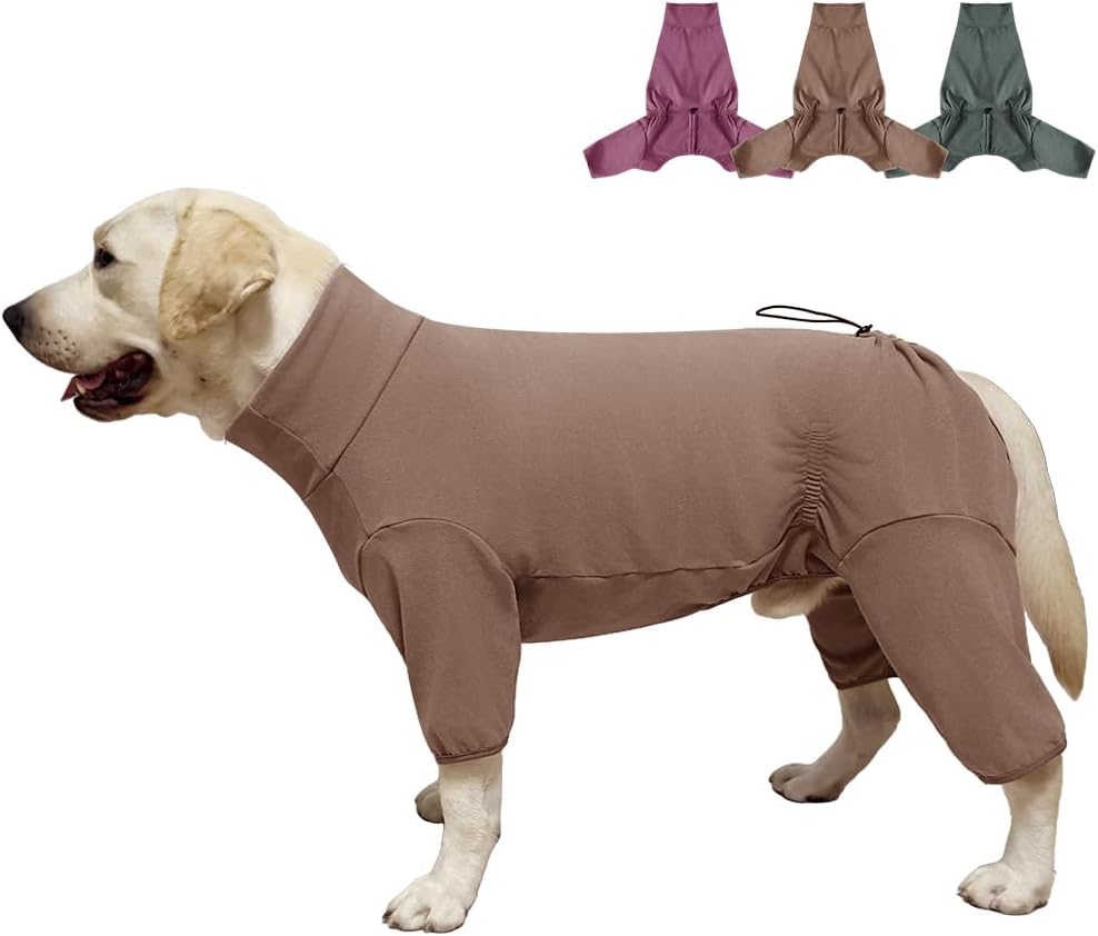 Dog Pyjamas PJS Sweater Clothing and Home Clothing Suitable for Medium to Large Breeds of Dogs, Dog Neutering Suits, Extra-Large Stretch Fabric, Four-Legged Clothes (Thickened Coffee, 2XL)
