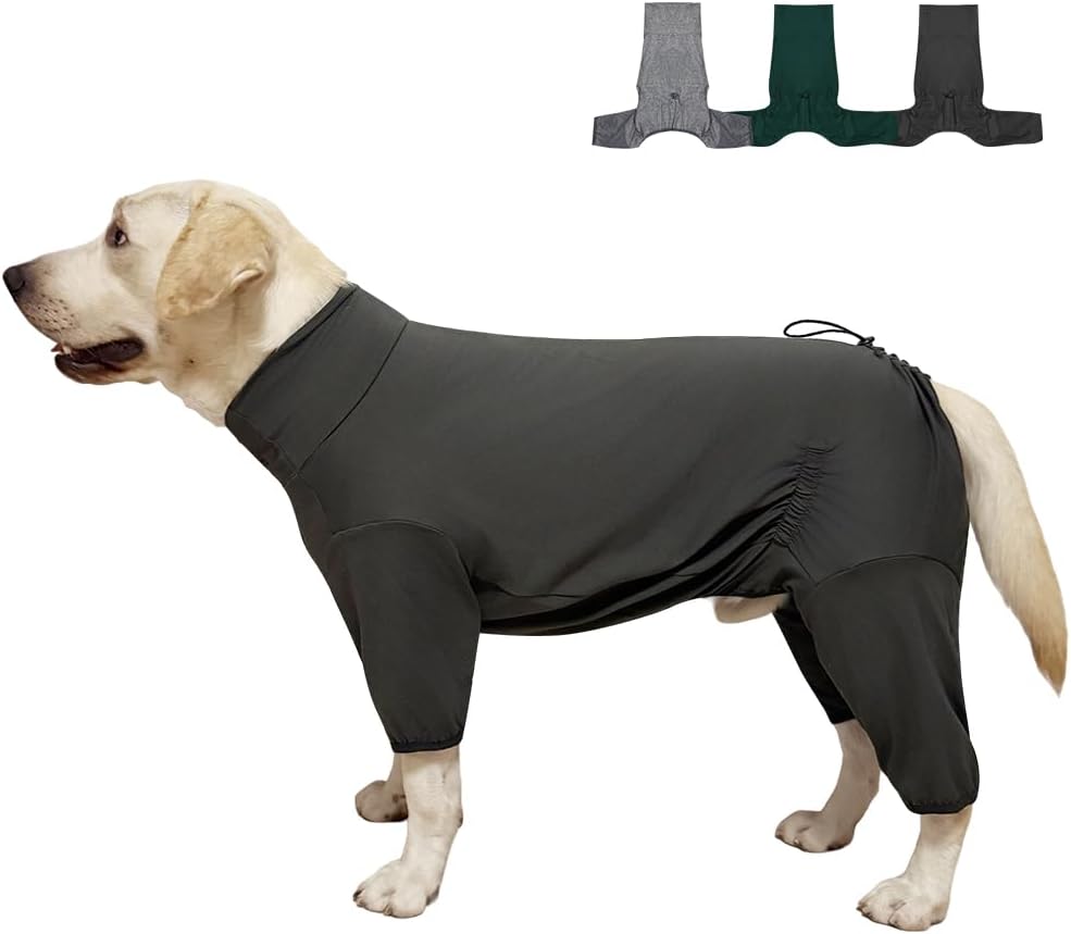 Dog Pyjamas PJS Sweater Clothes and Home Clothing Suitable for Medium to Large Breeds of Dogs, Dog Neutering Suits, Extra-Large Stretch Fabric, Four-Legged Clothes(Thin Dark Gray, 5XL)