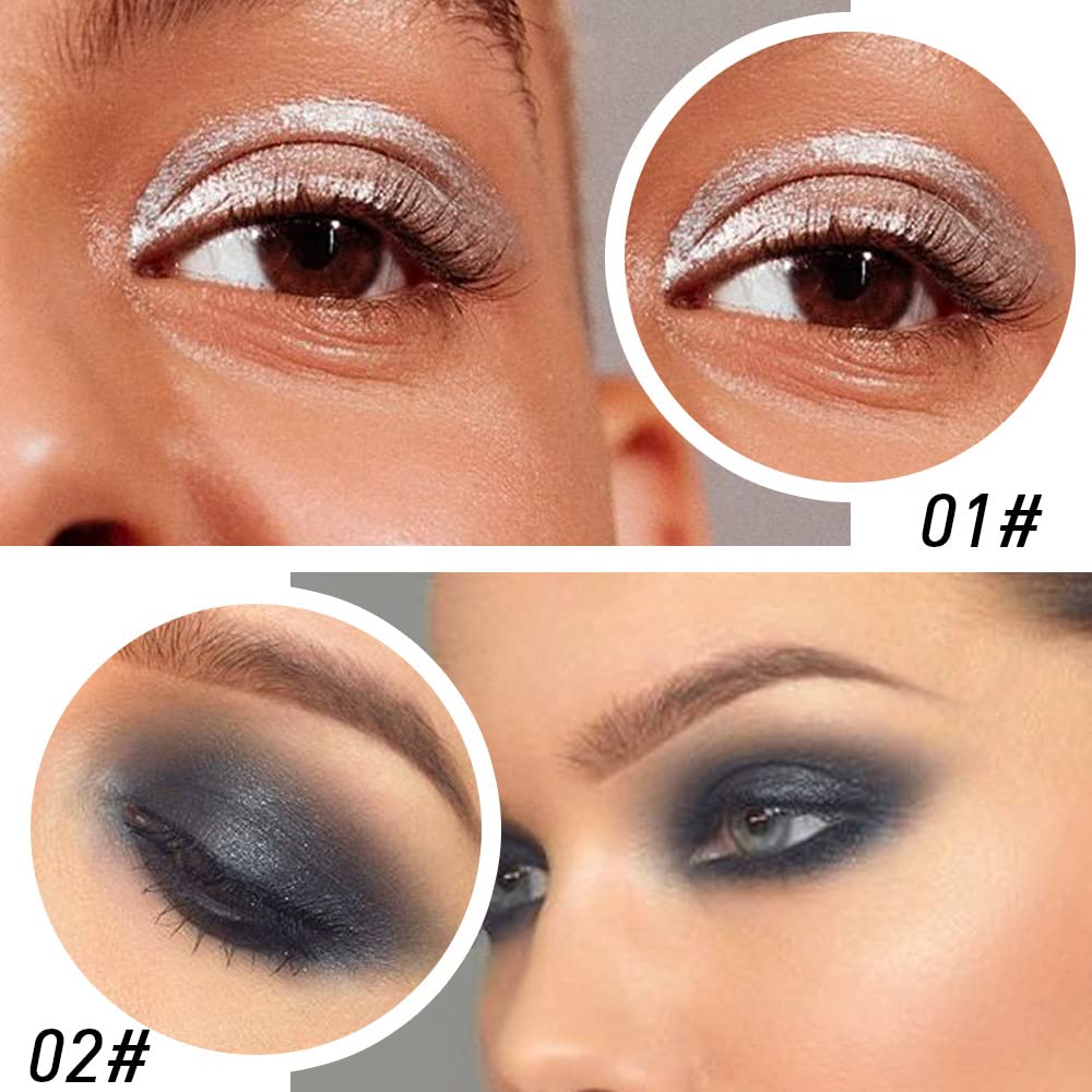 evpct 4Pcs Black Silver Grey Brown Gel Eyeliner Pencil Eye Face Paint Sticks Makeup Set, Natural Black Gel Eyeliner Cream Waterproof Crayon Pencils Applicator Tool
