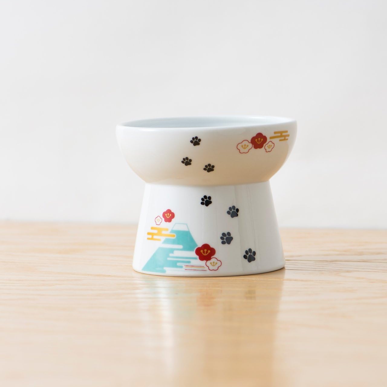 Necoichi Raised Stress Free Cat Food Bowl, Elevated, Backflow Prevention, Dishwasher and Microwave Safe, No.1 Seller in Japan! (Fuji Limited Edition, Large)