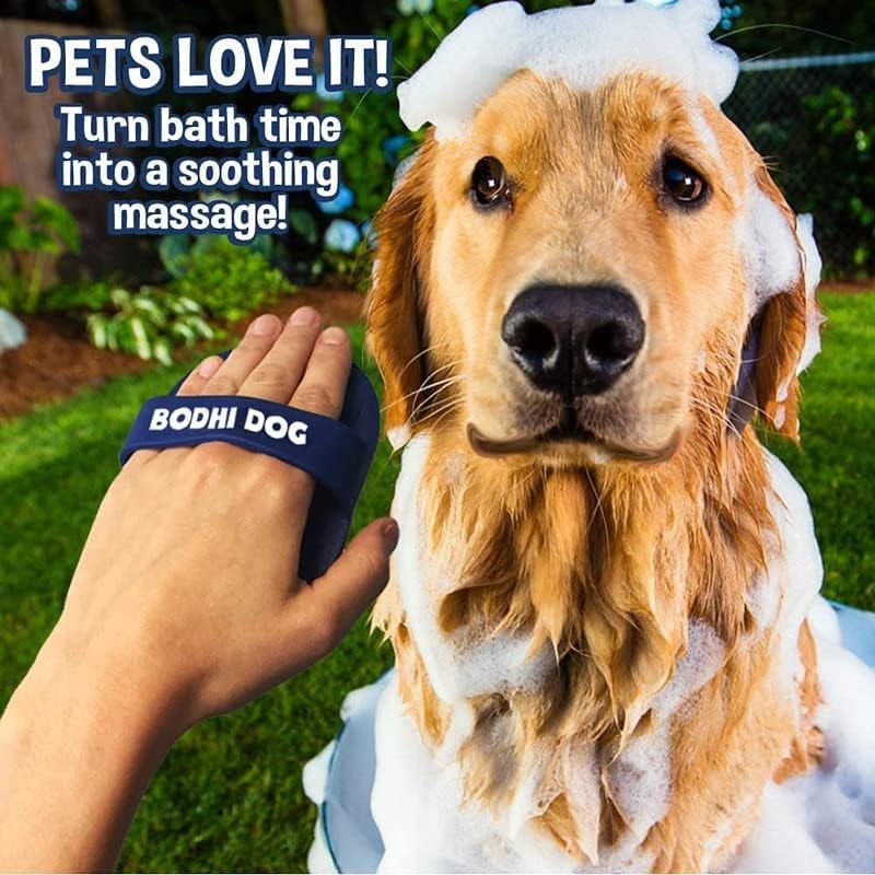 Bodhi Dog Shampoo Brush - Pet Grooming & Bath Supplies for Dogs and Cats - Bath Brush for Long & Short Hair - Premium Scrubber for Shower, Bathing & Massage (Two Pack, Blue)