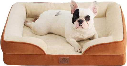 Bedsure Orthopedic Dog Bed Medium Size Dogs - Washable Medium Dog Cat Bed Waterproof, Comfort Pet Couch Sofa with Washable Removable Cover, Pets Bed with Nonskid Bottom, Ember Clay, 28"