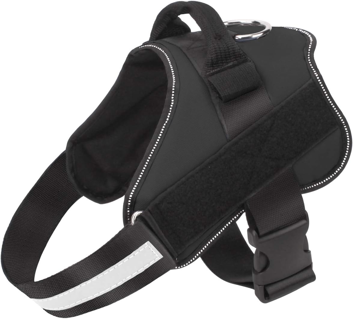 Bolux Dog Harness, No-Pull Reflective Dog Vest, Breathable Adjustable Pet Harness with Handle for Outdoor Walking - No More Pulling, Tugging or Choking (Black, XS)