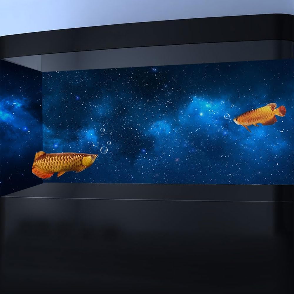36X20IN Starry Aquarium Background, Art Starry Fish Tank Decorations Background, with 8 EVA Double-Sided Tape
