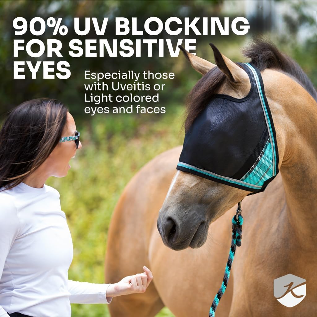 Kensington 90% UV Fly Mask CatchMask UViator - Without Ears & Forelock Freedom Web Trim Size: L-Avg Color: 2019 - Imperial Jade