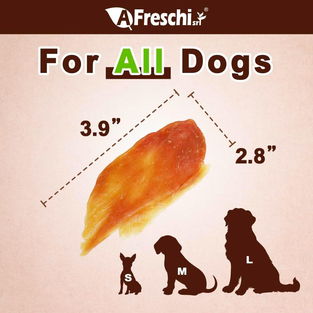 AFreschi Turkey Jerky Dog Treats –12 oz, USA-Sourced Trukey, All-Natural, Hypoallergenic, High-Protein, Low-Fat, Healthy & Easily Digestible, Puppy & Training Snack