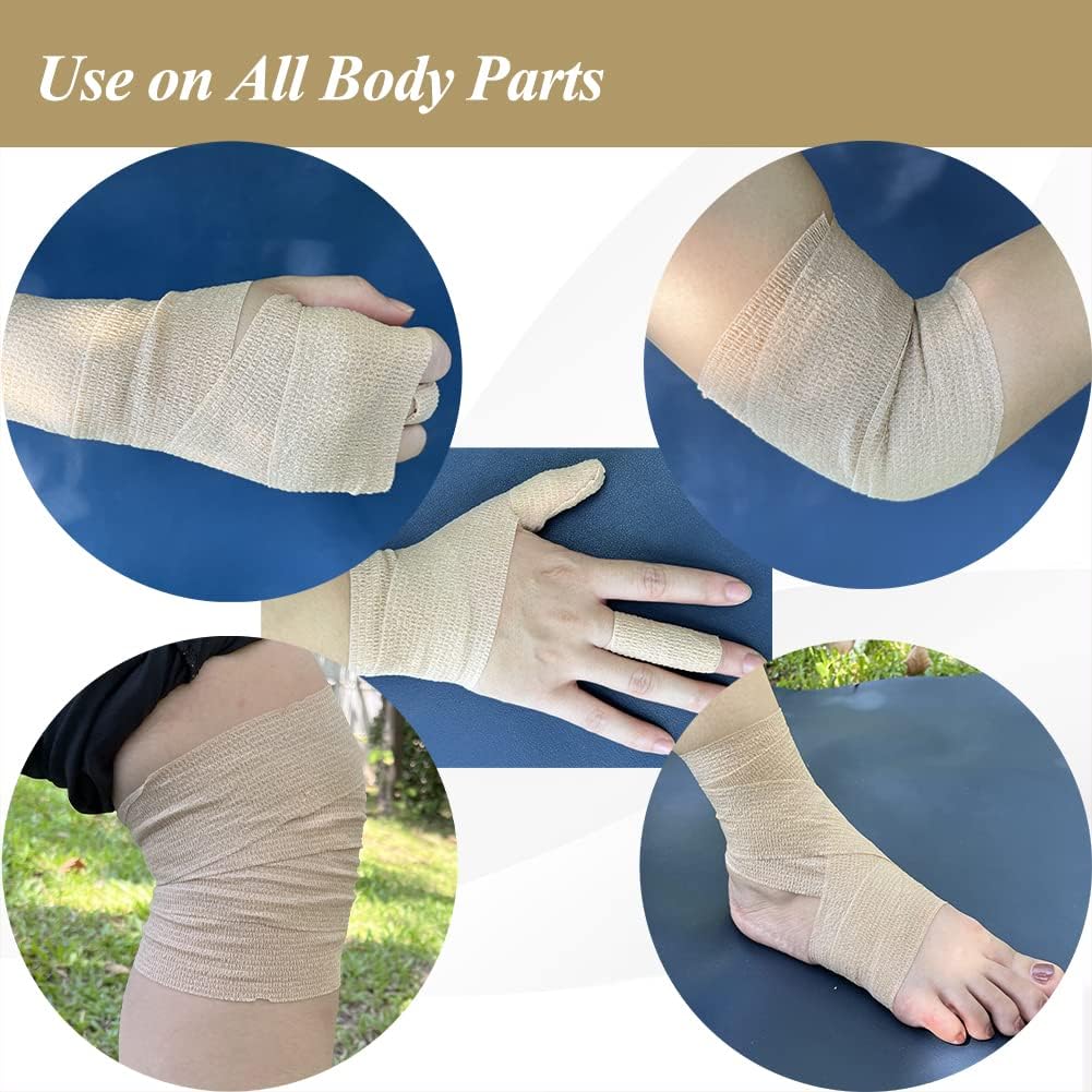 Self Adhesive Bandage Wrap,2 Inch Blue Breathable Elastic Cohesive Bandages, Vet Wrap Sports Tape Bulk for First Aid Supplies, Wrist Sprains Protection
