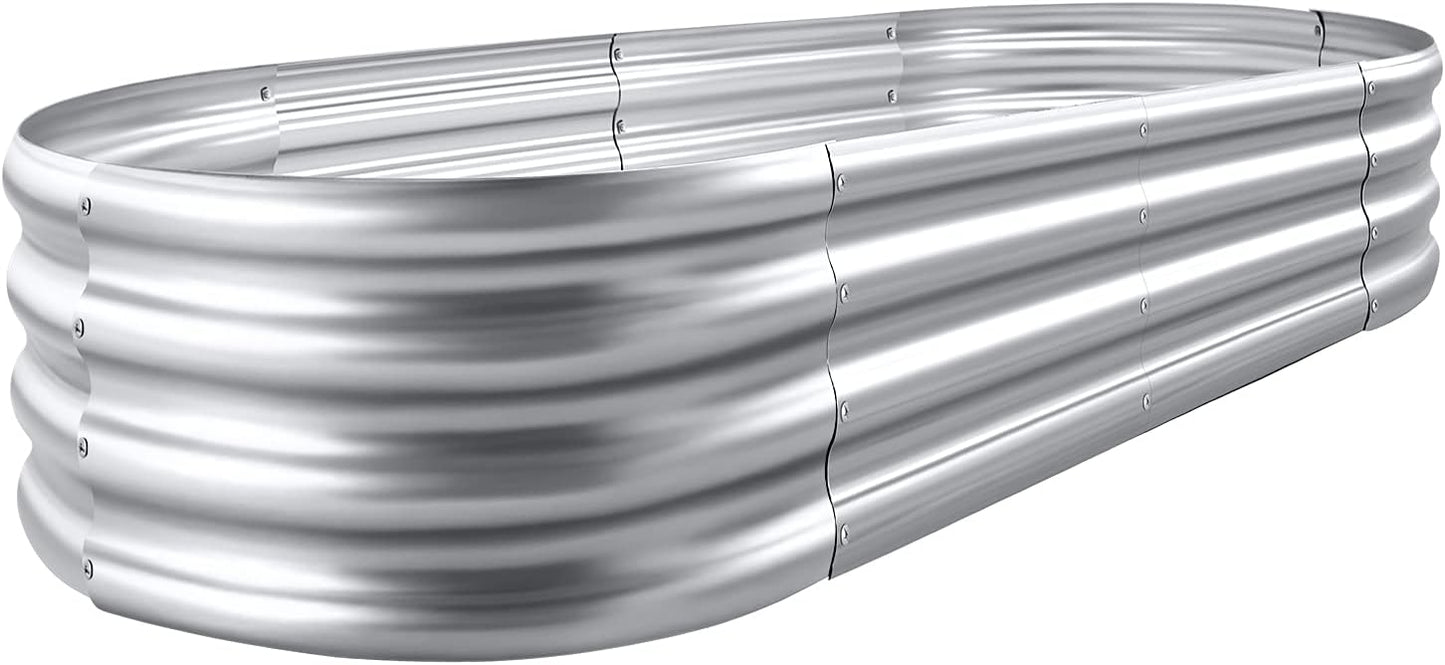 Land Guard Galvanized Raised Garden Bed Kit, Galvanized Planter Garden Boxes Outdoor, Oval Large Metal Raised Garden Beds for Vegetables…………