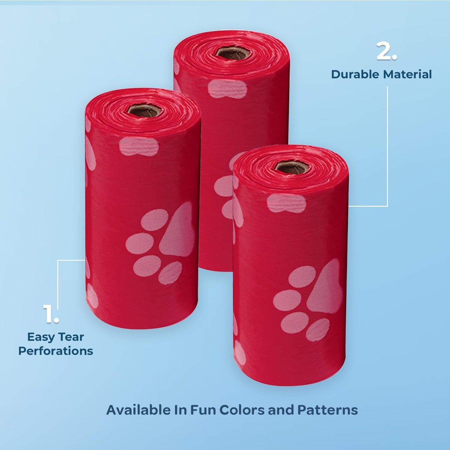 Best Pet Supplies Dog Poop Bags (240 Bags) for Waste Refuse Cleanup, Doggy Roll Replacements for Outdoor Puppy Walking and Travel, Leak Proof and Tear Resistant, Thick Plastic - Red