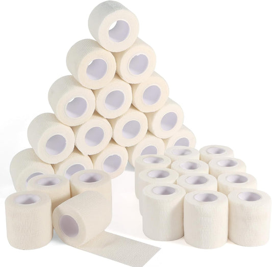 36 Rolls Elastic Self Adhesive Bandage Wrap 2 Inch, Breathable Non Woven Cohesive Bandage, Vet Wrap for Dogs, Ankle Sprains Swelling Medical First Aid Tape, Sports Athletic Tape White