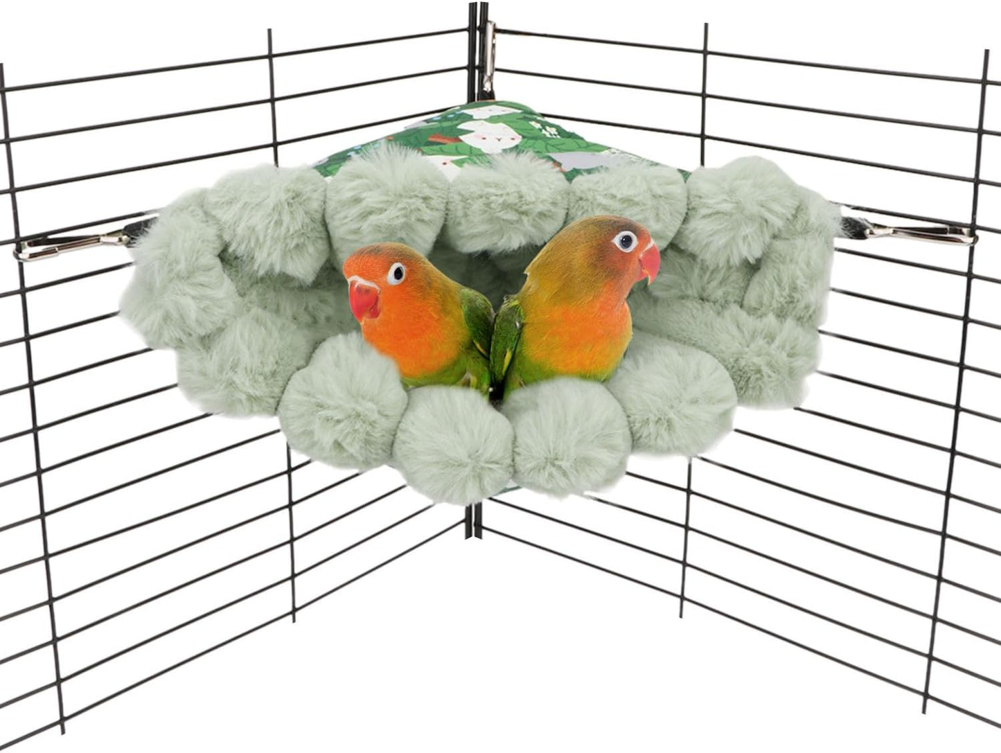 Wontee Bird Nest House Winter Warm Hanging Hammock Bird Bed Snuggle Hut for Parakeets Budgies Caique Conures Cockatiels (Medium, Green)