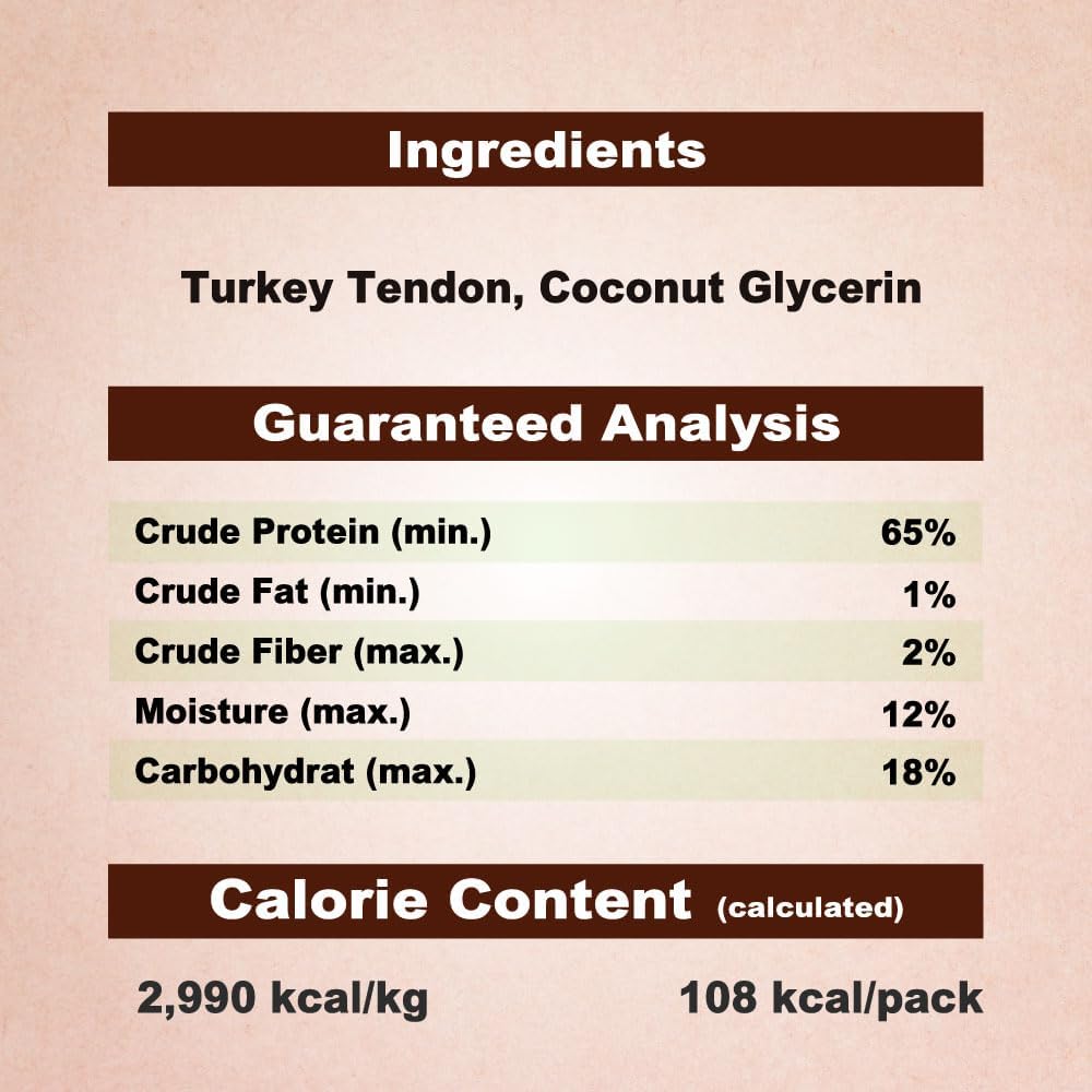 Afreschi Natural Turkey Tendon Bone (M) 20 Units/Box, Dog Treats for Signature Series, All Natural Human Grade Puppy Chew, USA-Sourced Turkey Tendon, Hypoallergenic, Rawhide Alternative