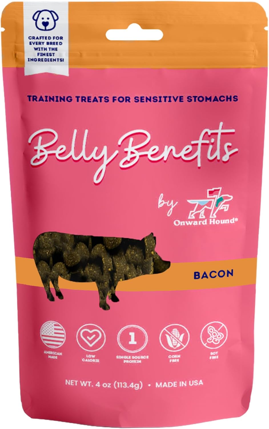 Onward Hound Training Treats for Dogs - Soft Bacon - Low Calorie Dog Training Treats for Sensitive Stomachs with Single Source Premium Protein, Corn Free, & Soy Free Formula - 4 oz