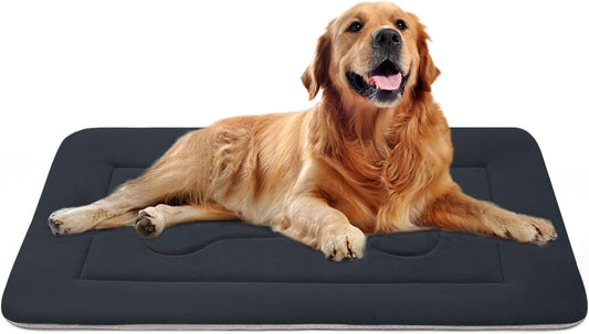 JoicyCo Large Dog Bed Soft Dog Crate Pad Mat 42 in Non-Slip Bottom Washable Dog Sleeping Mattress Pet Beds Cat Bed Kennel Pad, Dark Gray