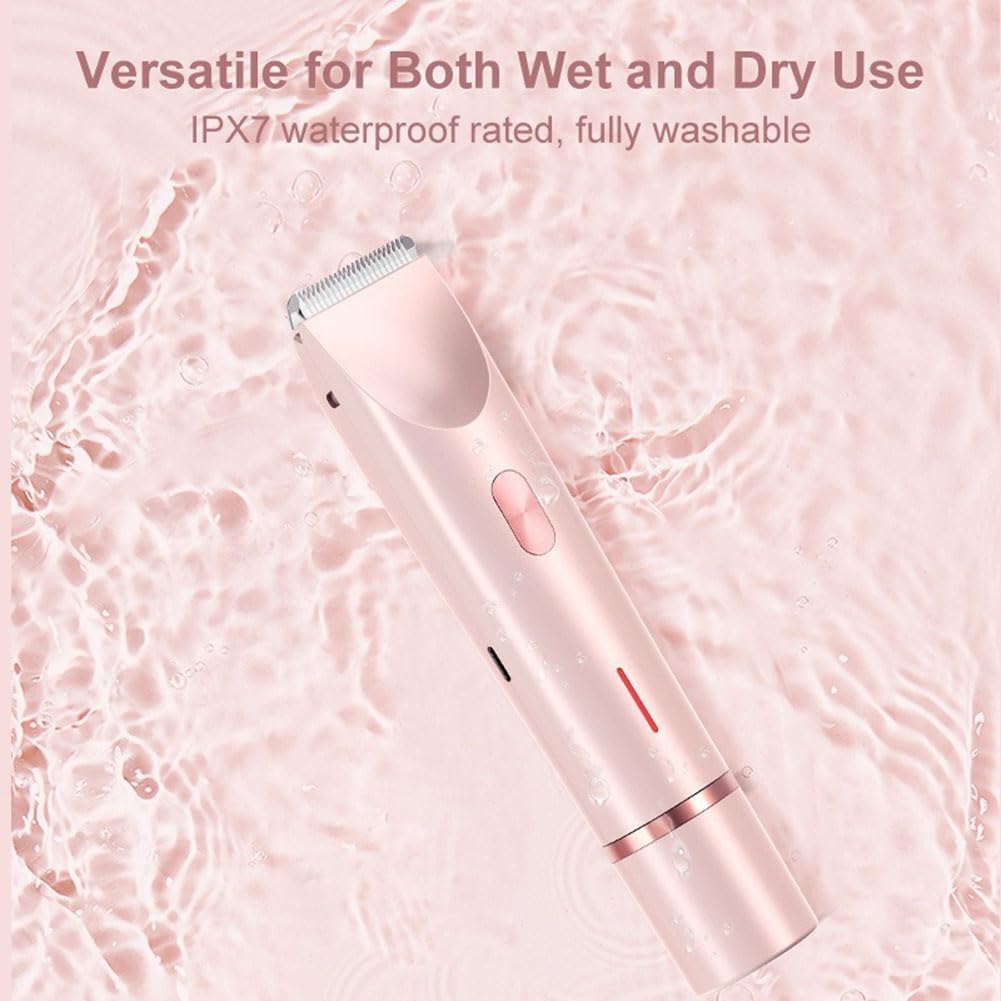 Bikini Trimmer for Women 2025 Upgrade Dual Head Shaver Women Ceramic Blades 2-in-1 Women's Body Shaver Electric Razor 90min Cordless Runtime Waterproof Travel Grooming Kit (Blue)