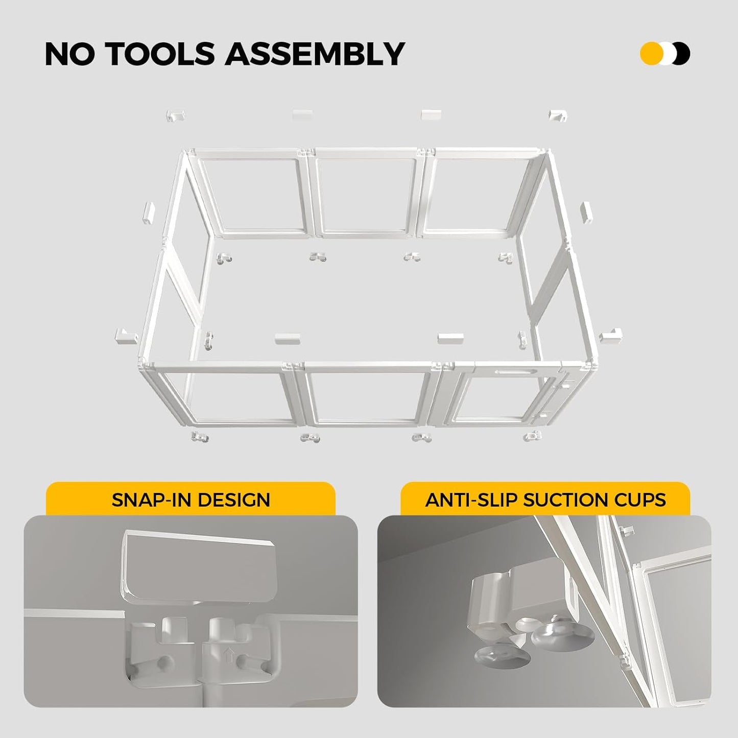 Clear Acrylic Plastic Dog Playpen - Clear Dog Play Pen - Easy Assemble Acrylic Dog Playpen - Puppy Playpen, Cat Playpen, Small Animal Playpen, Dog Play Pen Indoors (White, 23.6“ H, 8PCS)