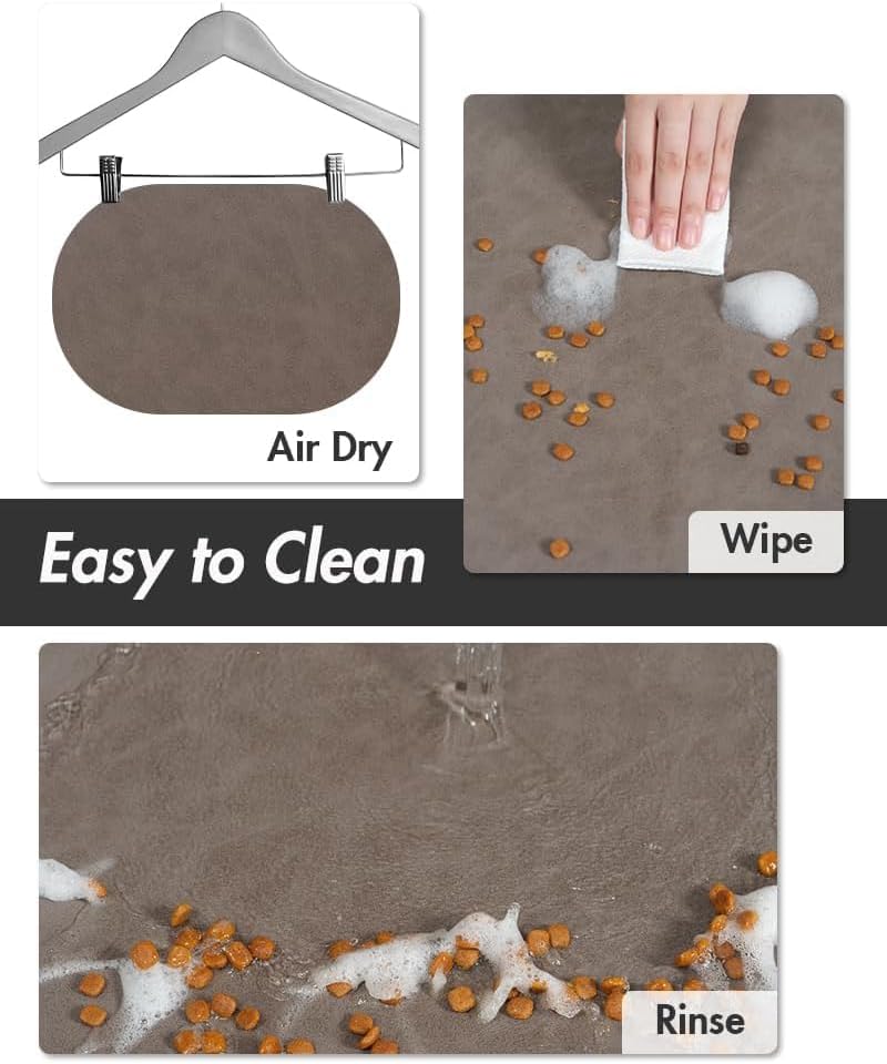 MontVoo Absorbent Dog Water Mat-Dog Mat for Food and Water Bowl, Quick Dry Pet Feeding Mat, No Stains Dog Food mat, Dog Accessories Pet Supplies Mat-Dog Water Bowl Mat for Messy Drinkers, BROWN