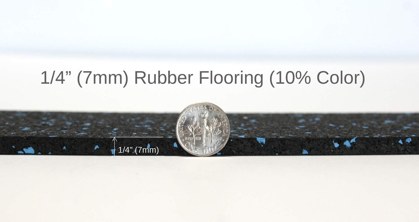 American Floor Mats 1/4in (7mm) Thick 10% Blue/Grey 4' x 20' Heavy Duty Rubber Rolls, Protective Exercise Mats, Home Gym Rubber Flooring