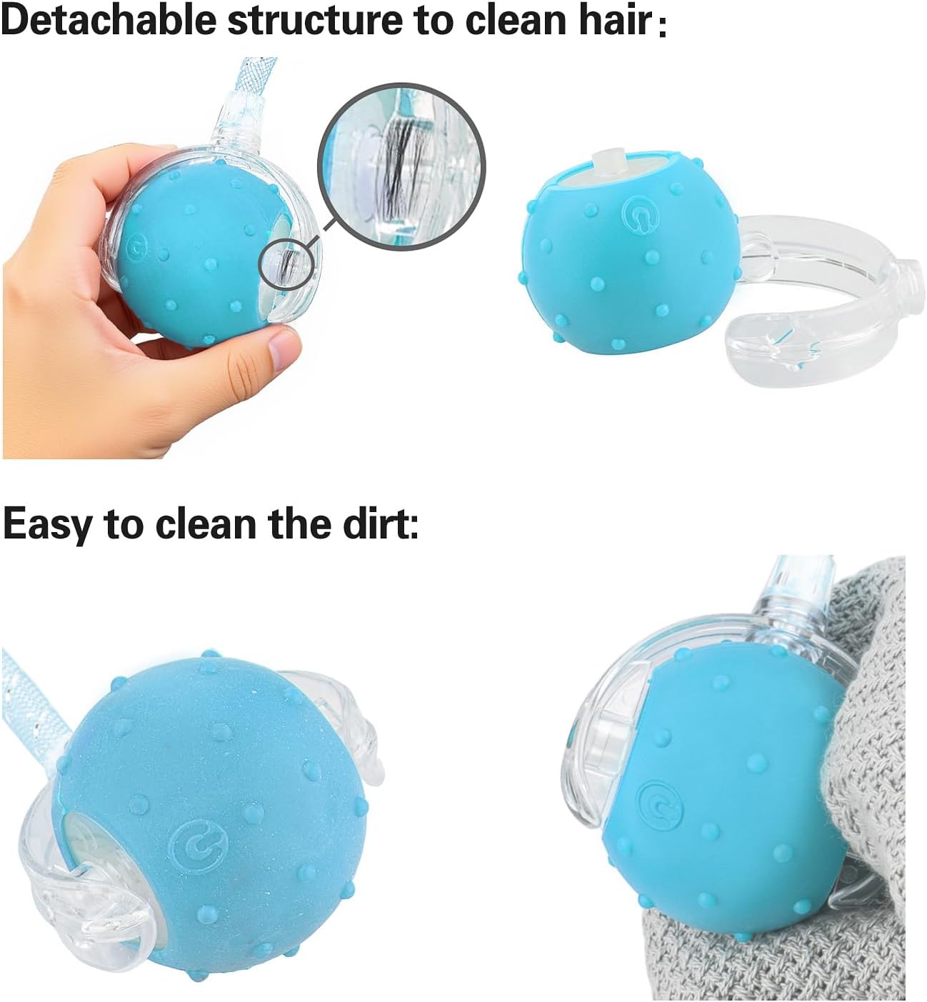 Interactive Cat Toys Ball for Indoor Cats, Automatic Agile Rolling Cat Ball with Elastic Mesh Tail, Bird Chirping & Motion Activated, 2 Tail Accessories, Kitten Toy for Bored (Blue)