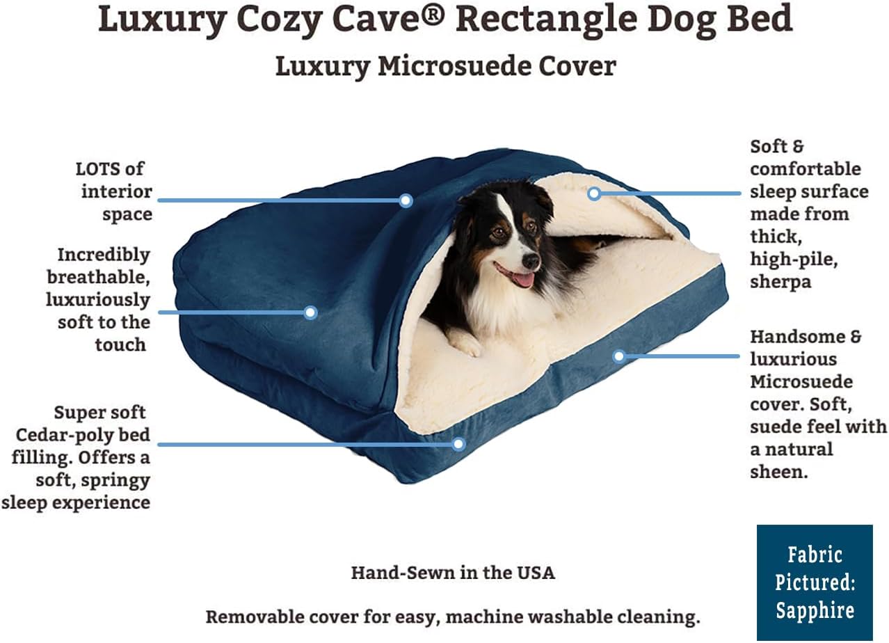 Snoozer Pet Products Luxury Rectangle Cozy Cave Dog Bed with Microsuede, Small, Anthracite