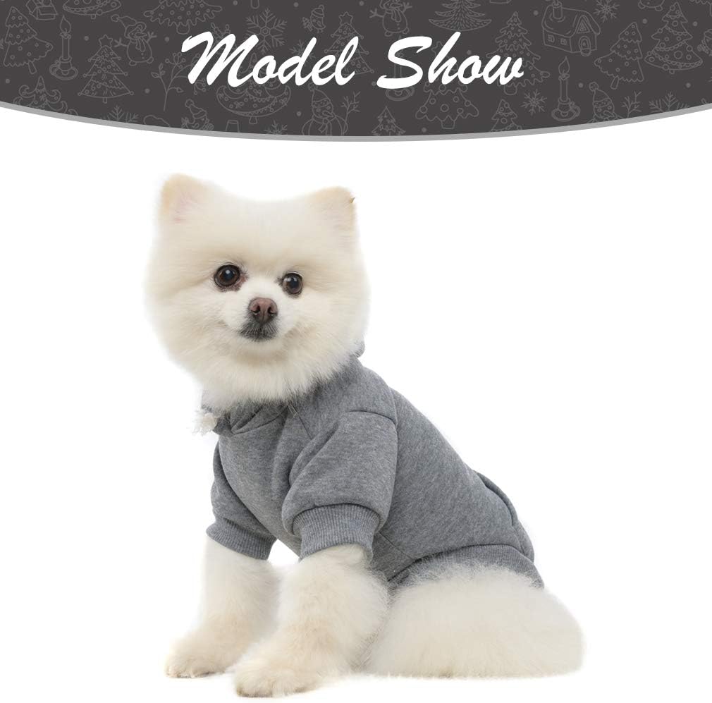 KOOLTAIL Basic Dog Hoodie - Soft and Warm Dog Hoodie Sweater with Leash Hole and Pocket, Dog Winter Coat, Cold Weather Clothes Sweatshirt for Small Medium Large Dogs Puppy Cat Boys Girls Grey S