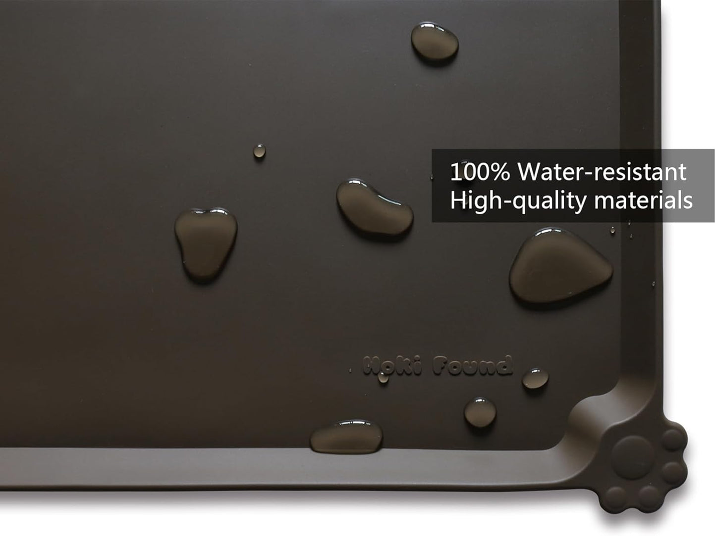 Hoki Found Large Silicone Pet Food Mats Tray - Non Slip Pet Dog Cat Bowl Mats Placemat - Dog Pet Cat Feeding Mat - Waterproof Dog Cat Food Mats -Pet Water Mats for Floors - Coffee