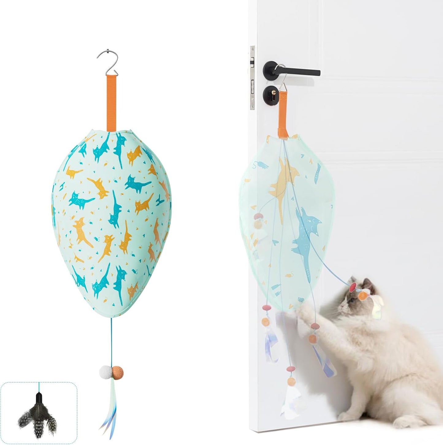 Interactive Cat Toys for Indoor Cats,Rechargeable Automatic Concealed Cat Feather Teaser,Motion Activated Enrichment Toys for Indoor Bored Adult Cats(Color)
