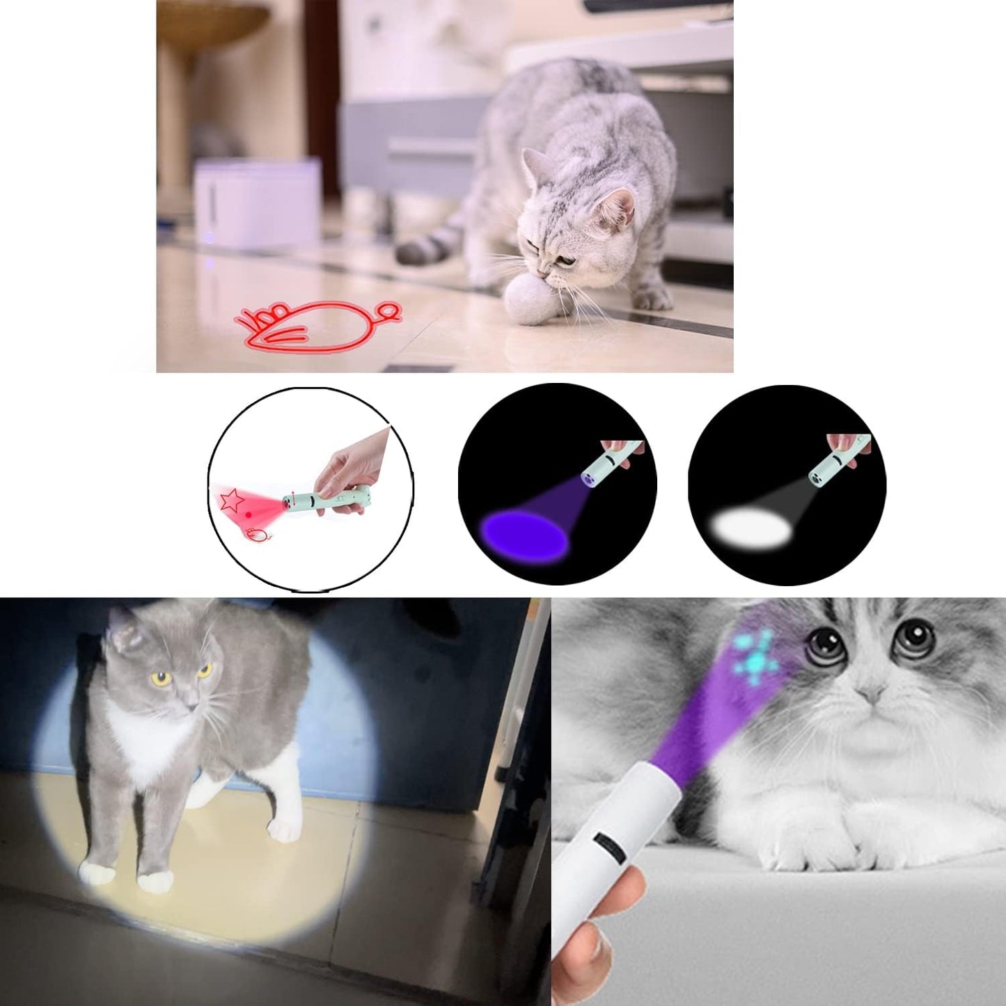 PARTSPOWER Laser Pointer Interative Cat Toy for Cats to Chase, Rechargeable Red Laser Light Pointer Exercises Training Tool for Kittens Cats Dogs (Green)