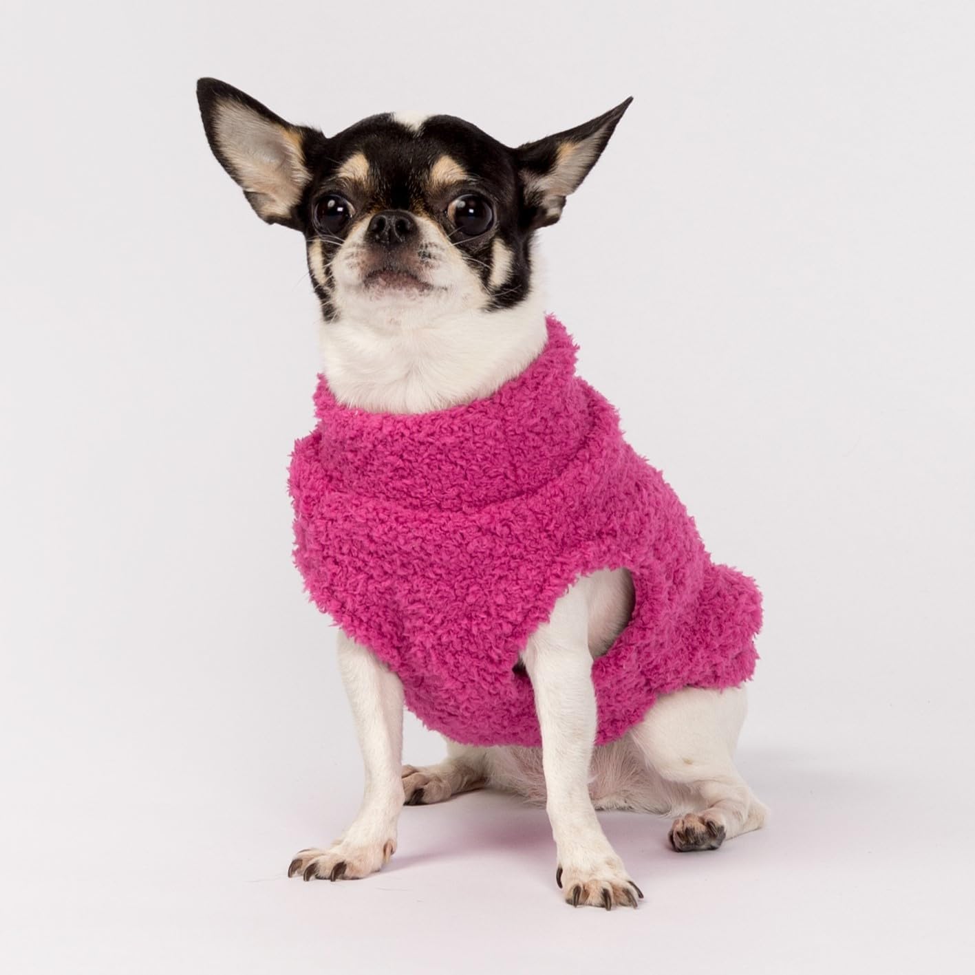 Fitwarm 2 Pack Striped Fleece Dog Sweater, Warm Winter Dog Clothes for Small Dogs Girl, Fuzzy Turtleneck Pet Outfit, Doggy Pullover Jumper, Rose Pink, White, Light Pink, Medium