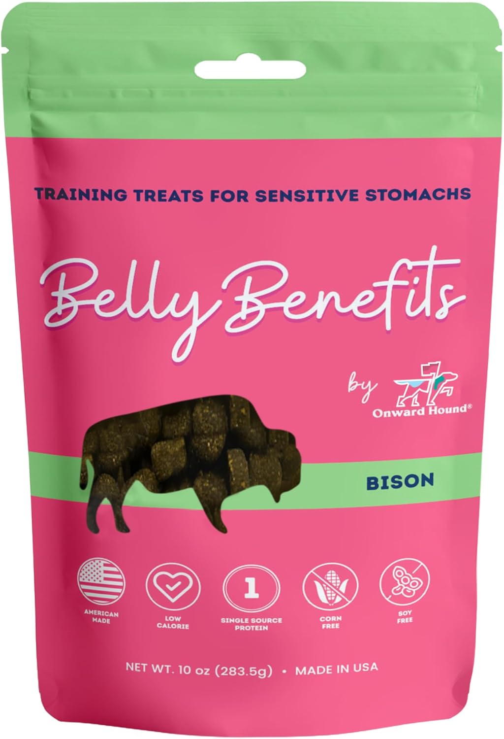 Onward Hound Training Treats for Dogs - Soft Bison - Low Calorie Dog Training Treats for Sensitive Stomachs with Single Source Premium Protein, Corn Free, & Soy Free Formula - 10 oz