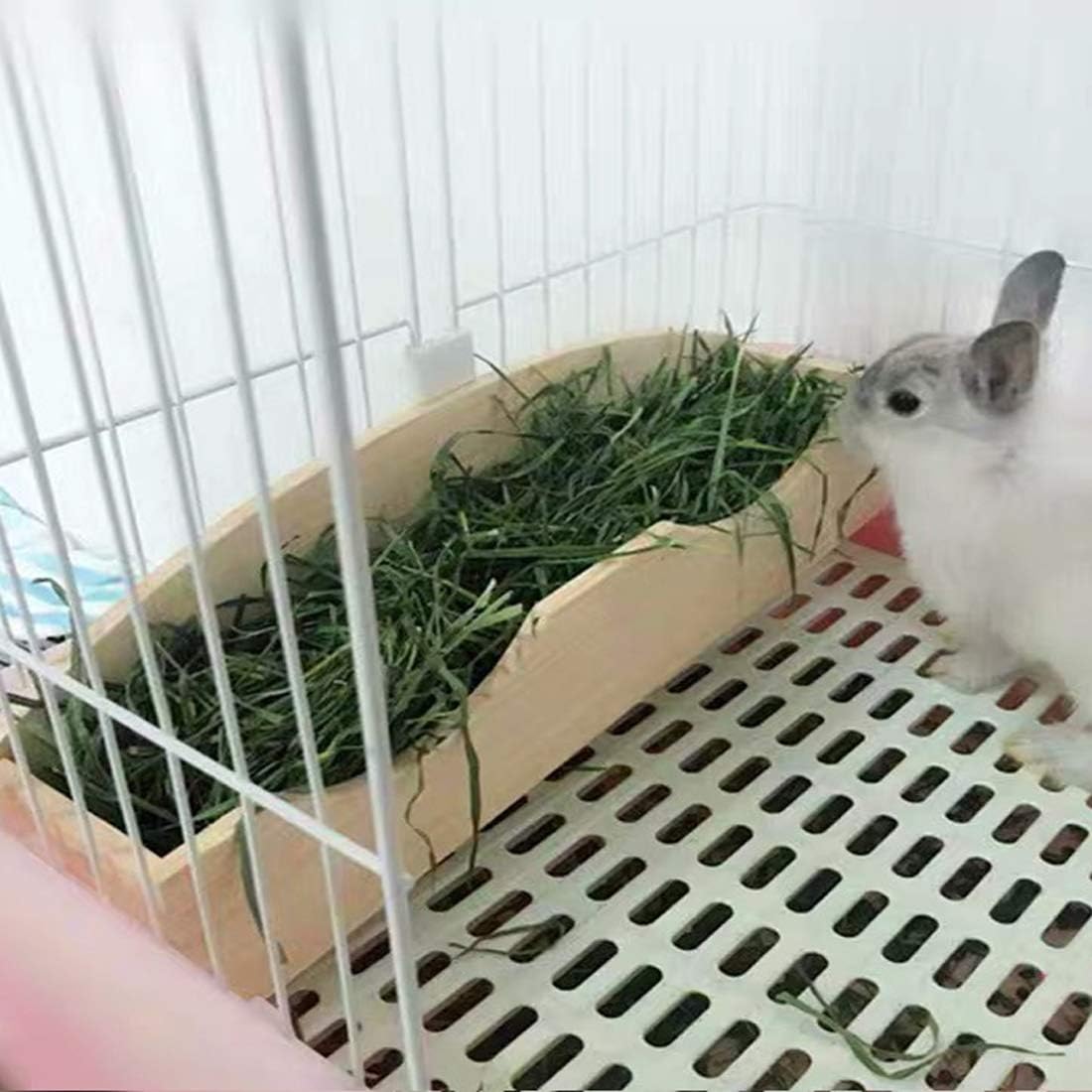 Hamiledyi Rabbit Hay Feeder, Bunny Hay Feeder Rack,Bunny Food Manger Wooden Hay Manger Rack Rabbit Hay Holder Feeders Grass Holder for Guinea Pig Chinchilla Hamster